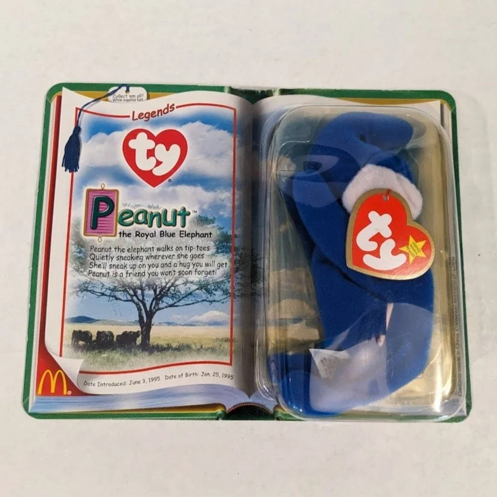 Vtg Ty Teenie Beanie Babies McDonald's Peanut Elephant Spangle Bear Lot 2 Sealed